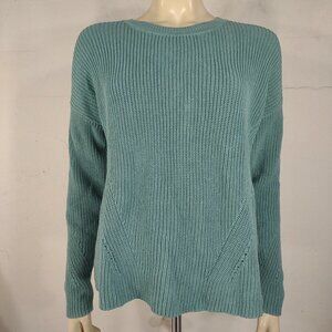 NWT Lucky Brand green lace up back 100% Cotton sweater ladies Large